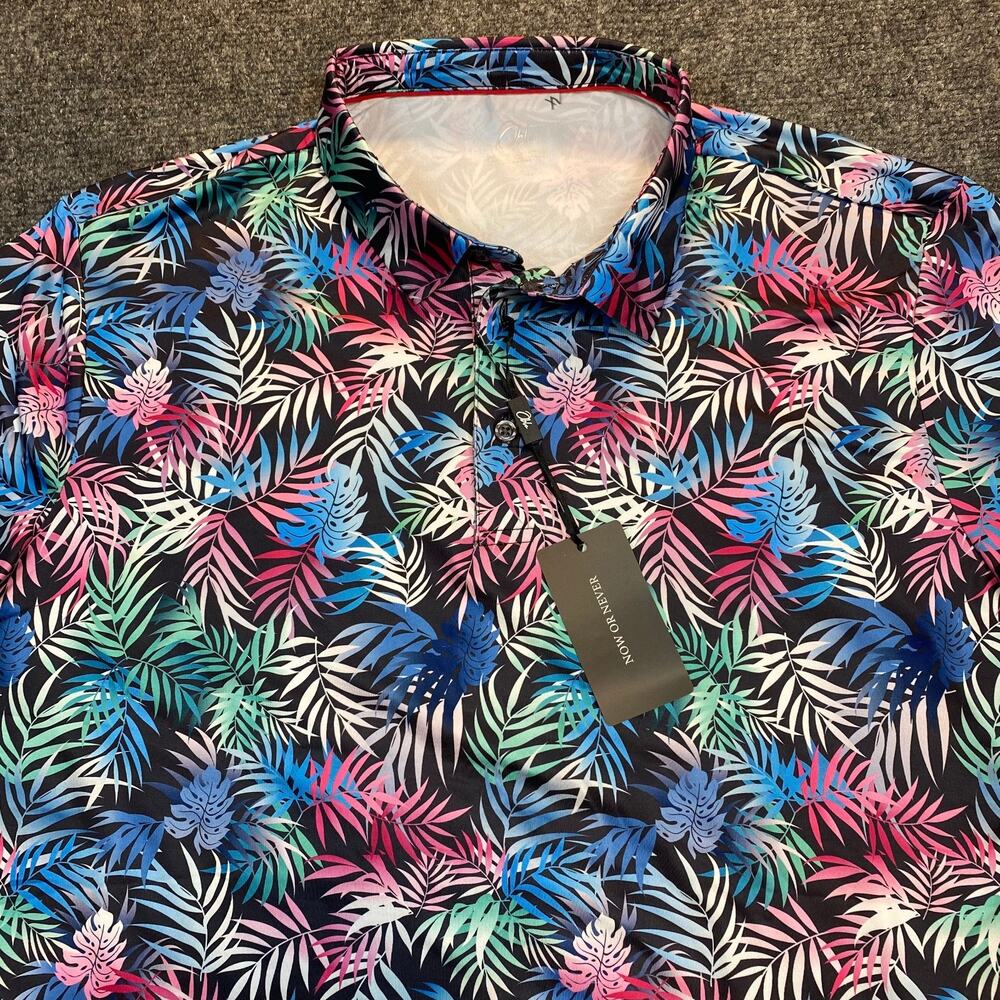 NEW with tags OBLA mens Hawaiian Performance golf polo shirt Mens Large UPF 50+ - Picture 2 of 8
